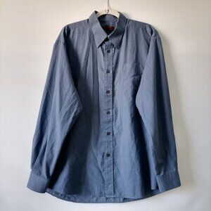 LA Ploma Italy Mens Blue Long Sleeve Regular Fit Check Button Up Shirt Size L